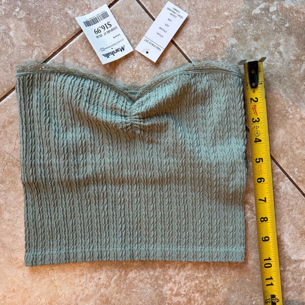 Gypsy & Jade Sage Green Knit Tube Crop Top Sz S/M